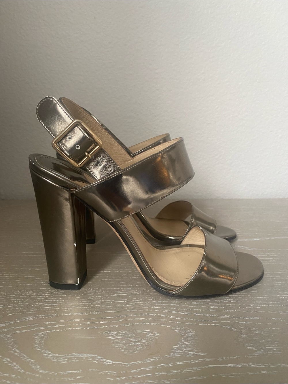 Theory Gold Block heels with Two-Strap Slingback sandals EU 37 - Picture 2 of 8
